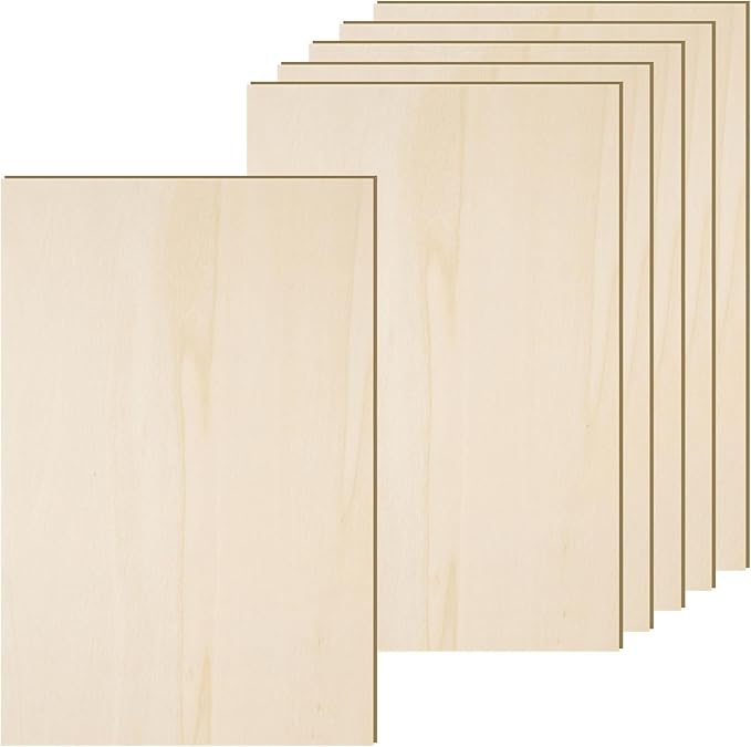 6 Pack 10.7 x 7 x 1/4 Inch-6mm Thick Basswood Sheets