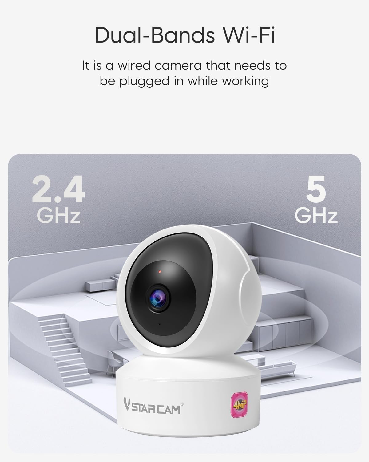 VSTARCAM 5G Security Camera Indoor, 4MP 2.5K Pet Camera with Speaker for Dog/Cat, Baby Monitor with Phone App, Dual-Band WiFi, Auto Tracking, IR Night Vision, 2-Way Talk, Cloud & SD Card Storage