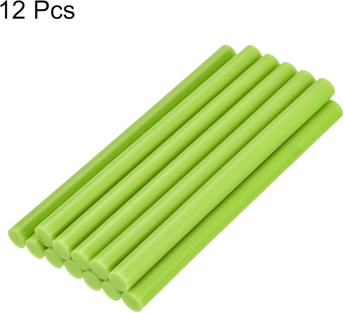 uxcell Mini Hot Glue Sticks for Glue Gun 7mm x 200mm Bright Green 12pcs