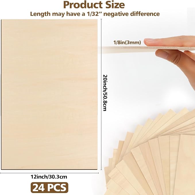 Adrattnay 24pc Basswood Sheets
