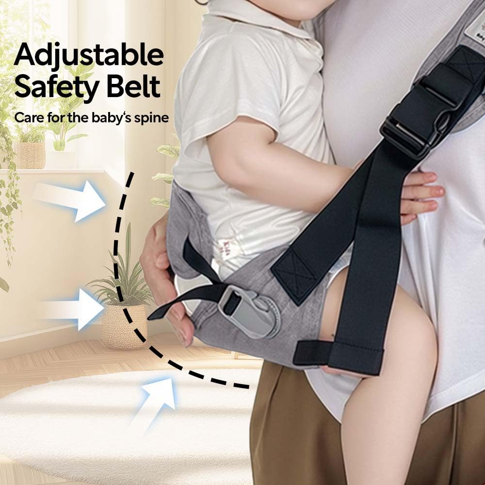 Baby Sling Carrier with Hip Seat - Breathable & Adjustable, Anti-Slip Design for Infants 0-36 Months, ASTM Certified, Ergonomic Hands-Free Carrier Carrying 8-35lbs (Gray)