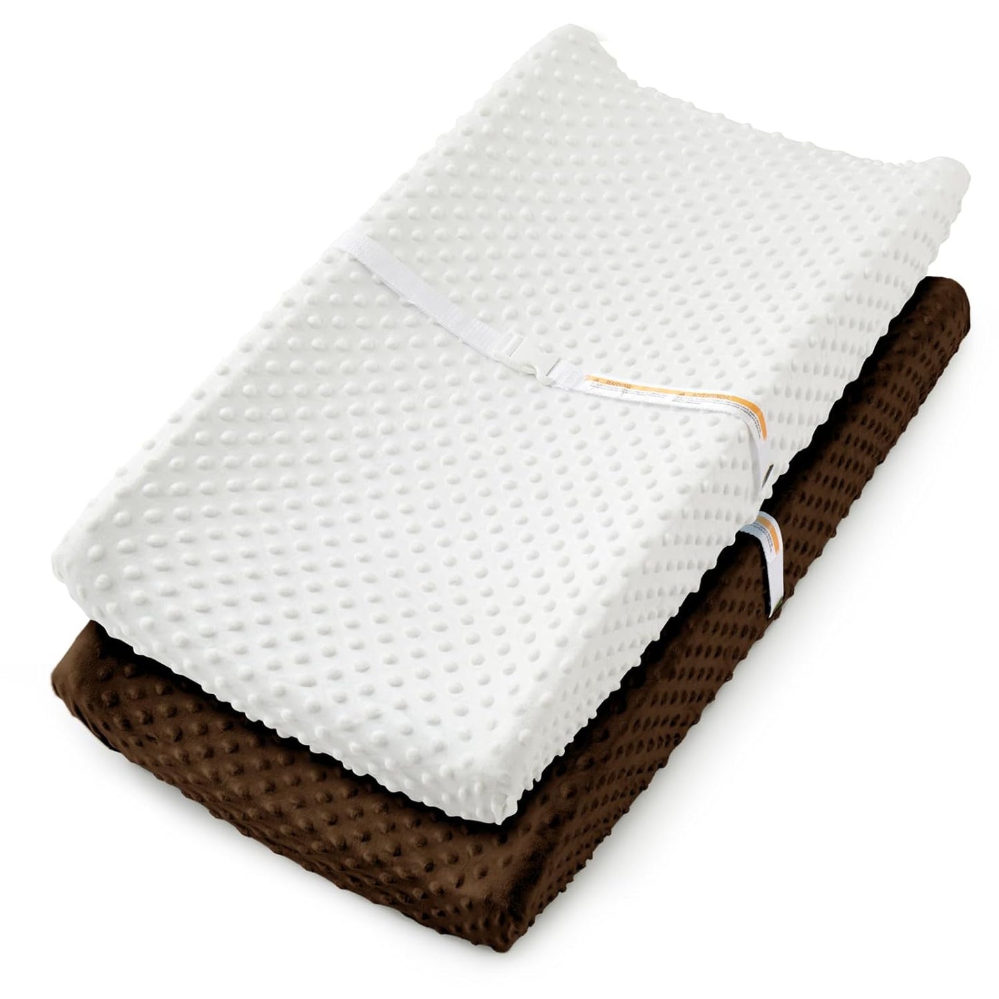 Homiest 2 Pack Changing Pad Cover, White + Chocolate Brown Changing Table Sheets, Ultra Soft Fleece Minky Dot Fabric, Breathable Comfortable Diaper Pad Cover for Girls and Boys, Machine Washable