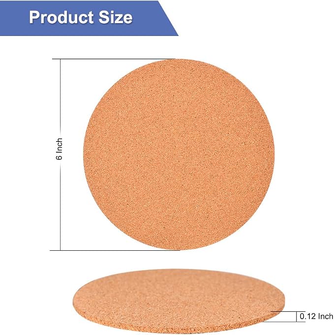 6-Pack 6" Cork Coasters, Round Cork & Plastic Plant Saucers