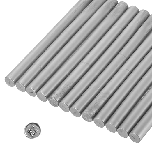 MECCANIXITY 12 Pcs Silver Cylinder Sealing Wax Stick Glue Gun Wax Seal Rod