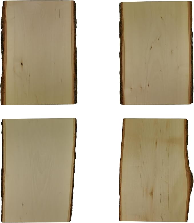 Foggy Bottom Woodworks LLC Premium Basswood Live Edge Wood Planks, Value Pack