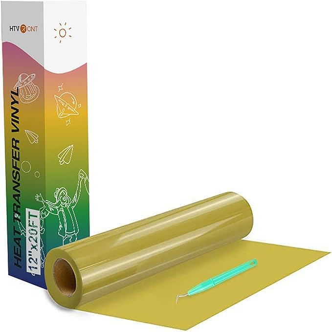 HTVRONT Heat Transfer Vinyl Gold HTV Rolls, HTV Vinyl