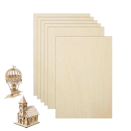 6 Pack Basswood Sheets 12"×18"×5/16" Unfinished Plywood Sheet | Smooth Thin