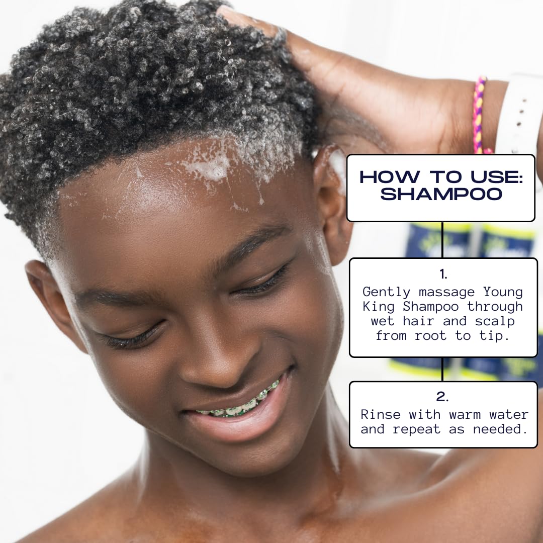 YOUNG KING HAIR CARE Kids Shampoo For Boys | Cleanse and Hydrate Natural Curls | Plant-Based and Harm-Free (4 oz)