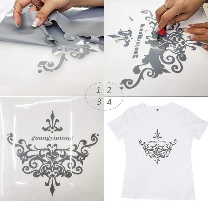 guangyintong Heat Transfer Vinyl Silver HTV Rolls, Matte Surface PVC Material