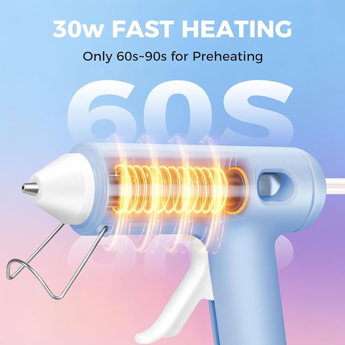Mini Hot Glue Gun Set with 30 Glue Sticks, Fast Preheating Hot Melt