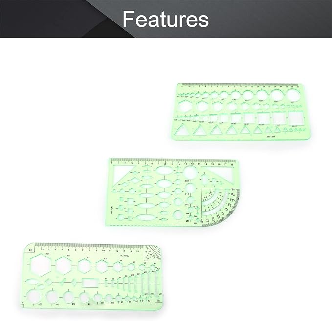 Utoolmart Multifunctional Template, Geometric Drawings Templates, Measuring
