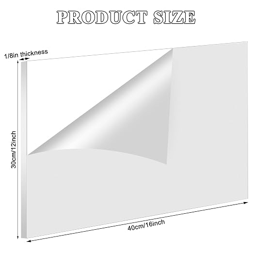 Roowest 4 Pcs 12 x 16 Inch, 1/8 Inch Thick White Acrylic Sheets Plastic White
