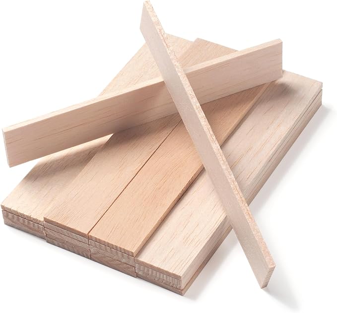 Balsa Wood Sticks, Balsa Wood Strips Planks 1/4" × 1" × 6", Flat Wooden Slats
