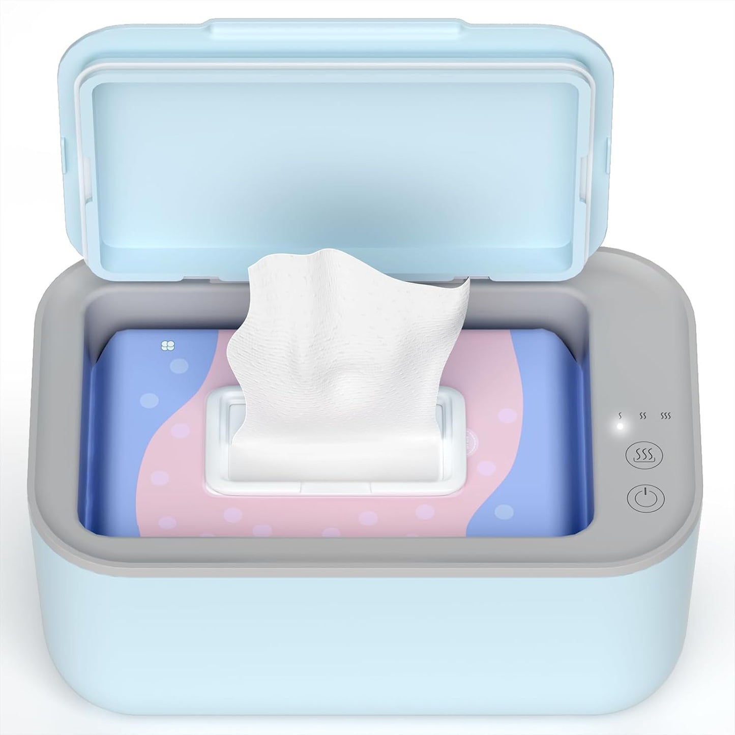 Wipe Warmer for Babies, Adult, Adjustable Temperature, Silent Heating, Large Wipe Holder with Constant Warmth –Blue