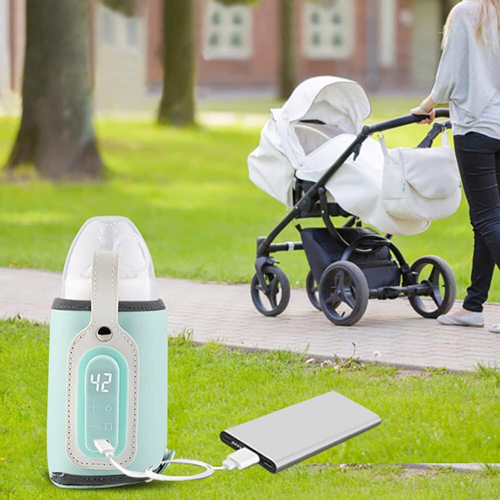 Baby Bottle Keep Warmer,Portable Travel Mug Milk Heater Thermostatic Bottle Cover Milk Bottle Heating Warmer Multifunction Thermostatic Bottle Sleeve with Tpye-C Cable for Coffee Tea,Blue