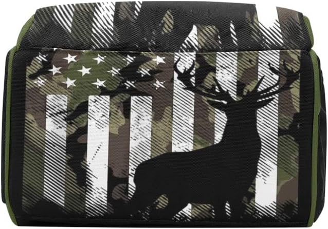 Camo American Flag Deer Antlers Diaper Bags with Name Waterproof Mummy Backpack Nappy Nursing Baby Bags Gifts Tote Bag for Women