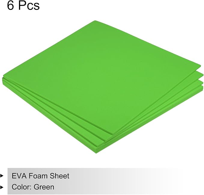 MECCANIXITY EVA Foam Sheets Green 9.8 Inch x 9.8 Inch 3mm Thick Crafts Foam