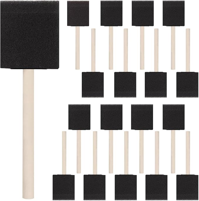 18 Pcs Foam Paint Brushes, 2 Inch Sponge Paint Brush, Wood Handle Sponge Foam