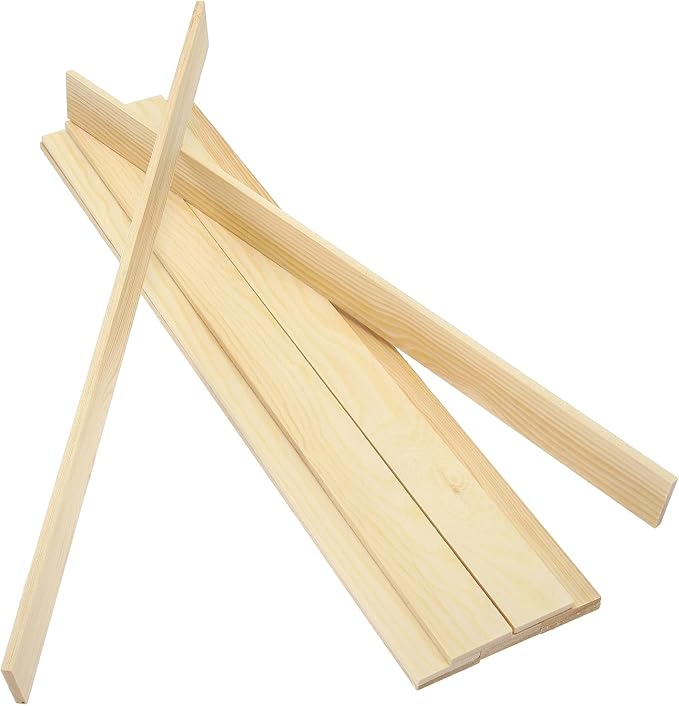 MECCANIXITY 10Pcs Wood Strips Slats, 5/32" x 1‑1/4" x 16" Thin Wood Sticks Flat