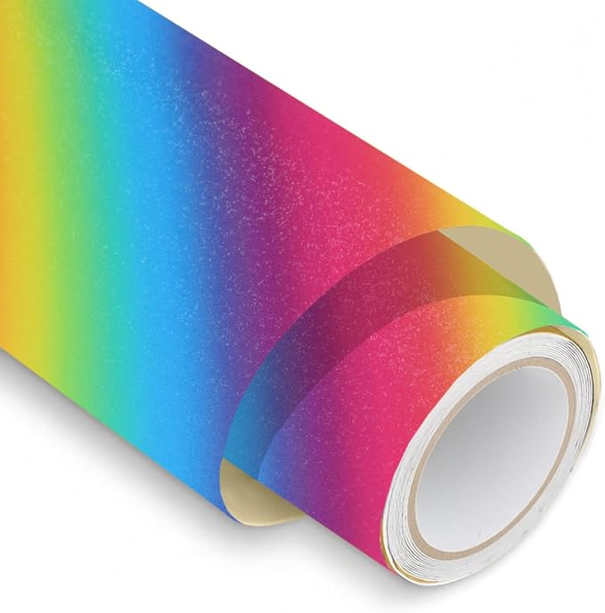 Rainbow Striped Print Permanent Adhesive Vinyl
