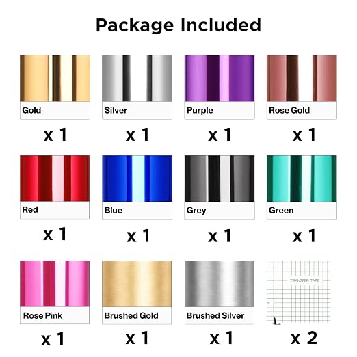 11 Sheets 12"x10" Multicolored Chrome Mirror Permanent Vinyl