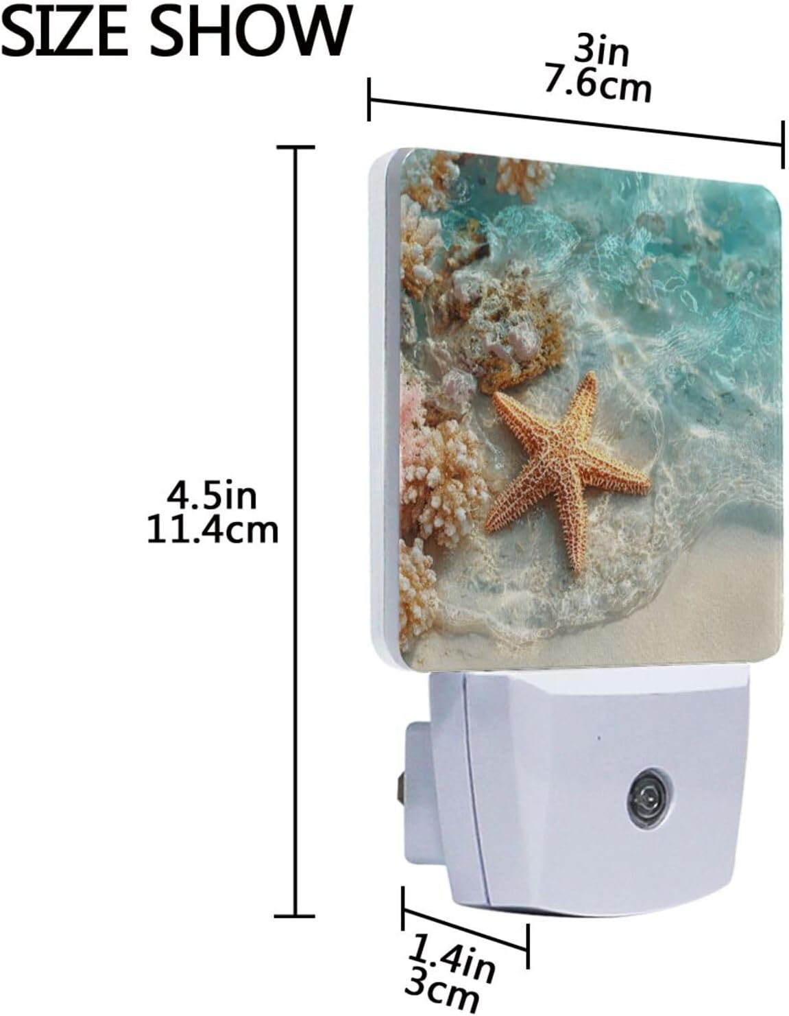 Aslsiy Night Light for Kids Starfish and Coral Summer Beach Sea (1) Plug in Wall Lamp LED Dusk to Dawn Sensor Energy Saving Nightlight for Boys Girls Men Women