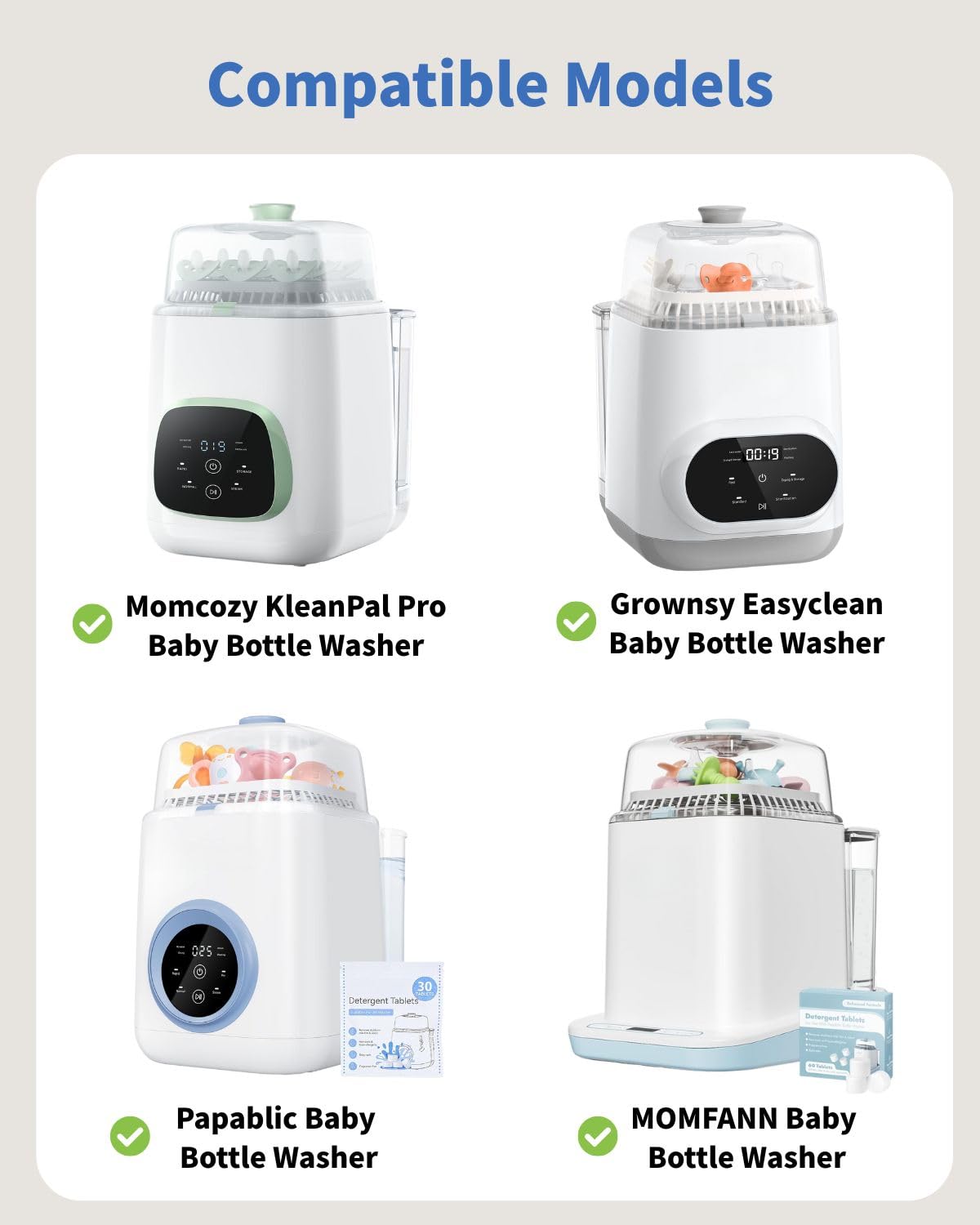 6 Pack HEPA Filter Replacement Compatible with Momcozy, Grownsy, Papablic, MOMFANN Bottle Washer, 99.97% Effective Filtration, Safe Bottle Ceaning Parts