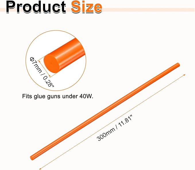 HARFINGTON 10pcs Hot Glue Sticks 0.28" Dia x 11.81" Long EVA Mini Hot Melt