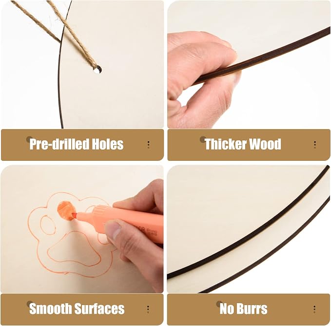 12 Pcs 16 Inch Wood Circles for Crafts Unfinished Round Wood Discs Blank Wooden