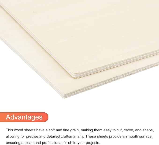 MECCANIXITY Basswood Sheet 11.8 x 11.8 x 0.16 Inch Unfinished Wood Boards