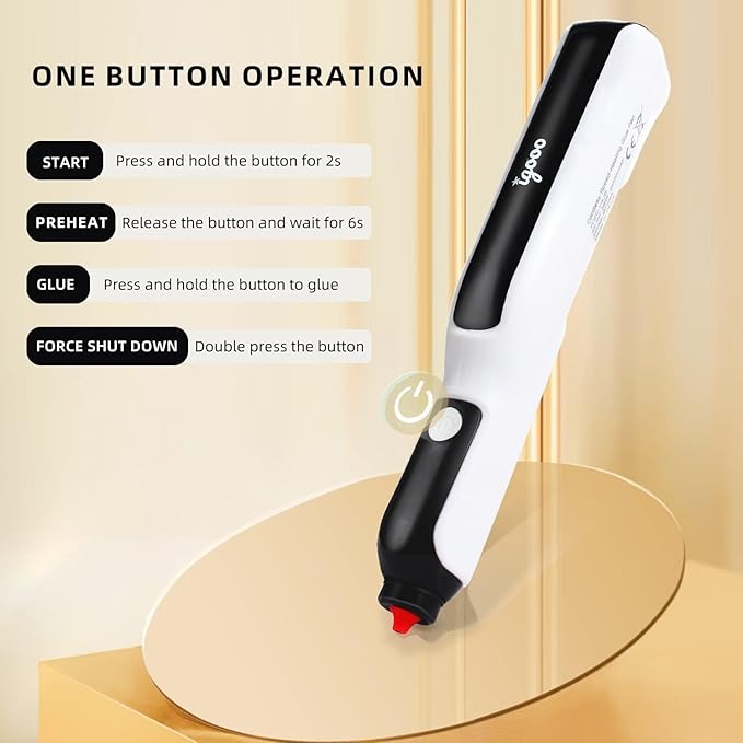 Cordless Glue Pen, Mini Hot Glue Gun, 6s Preheat, Automatic Glue Stick Feeding