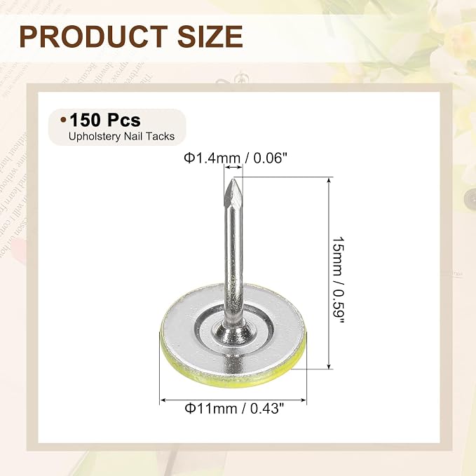uxcell 150Pcs Upholstery Tacks, 11mmx15mm Flat Head Thumb Tack Decorative