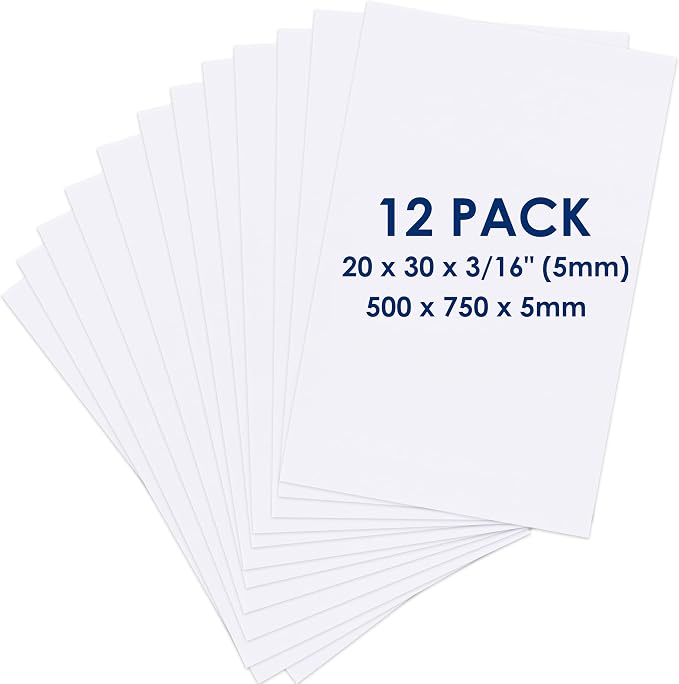 Foam Board 20 x 30 x 3/16", Foam Core Board Sheets, Acid Free Foamboard