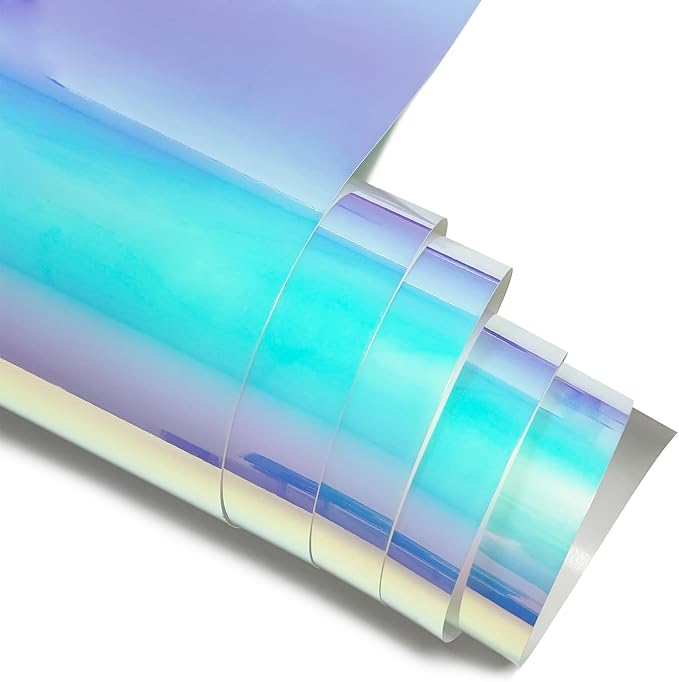 Holographic Heat Transfer Vinyl Roll 12 Inch x 6 FT, Metallic Sheen Iron On