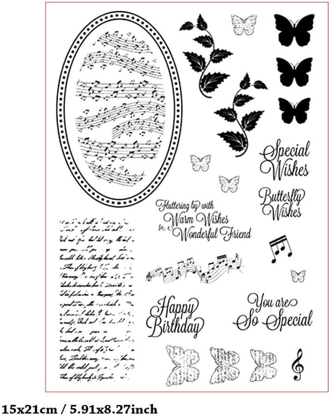 Vintage Words Music Background Clear Stamps Cards