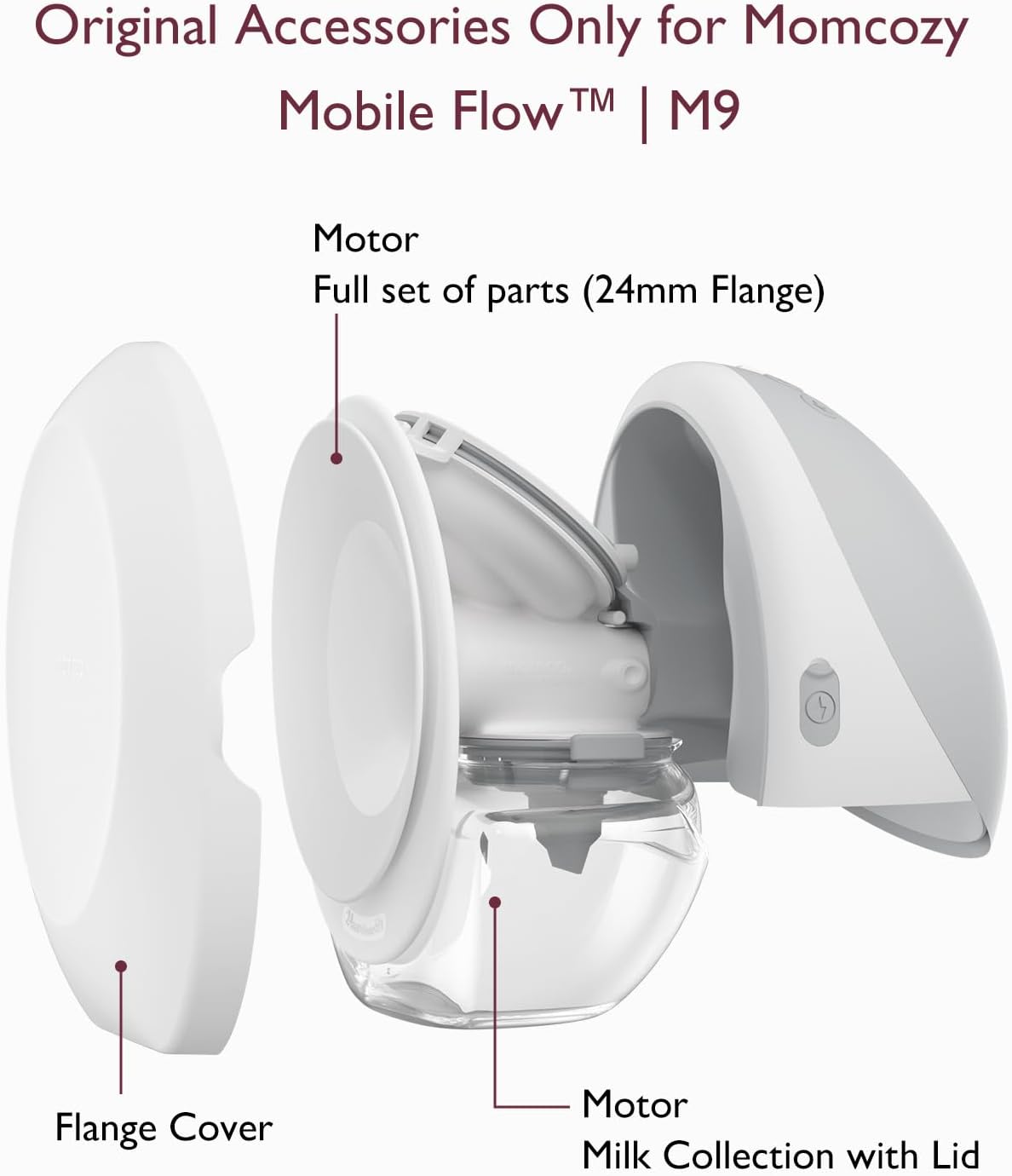 Momcozy Upgrade Original Replacement Accessories for Upgraded Mobile Flow | Upgraded M9,Original Upgraded M9 Breastfeeding Parts,Full Set Parts,1 Pack