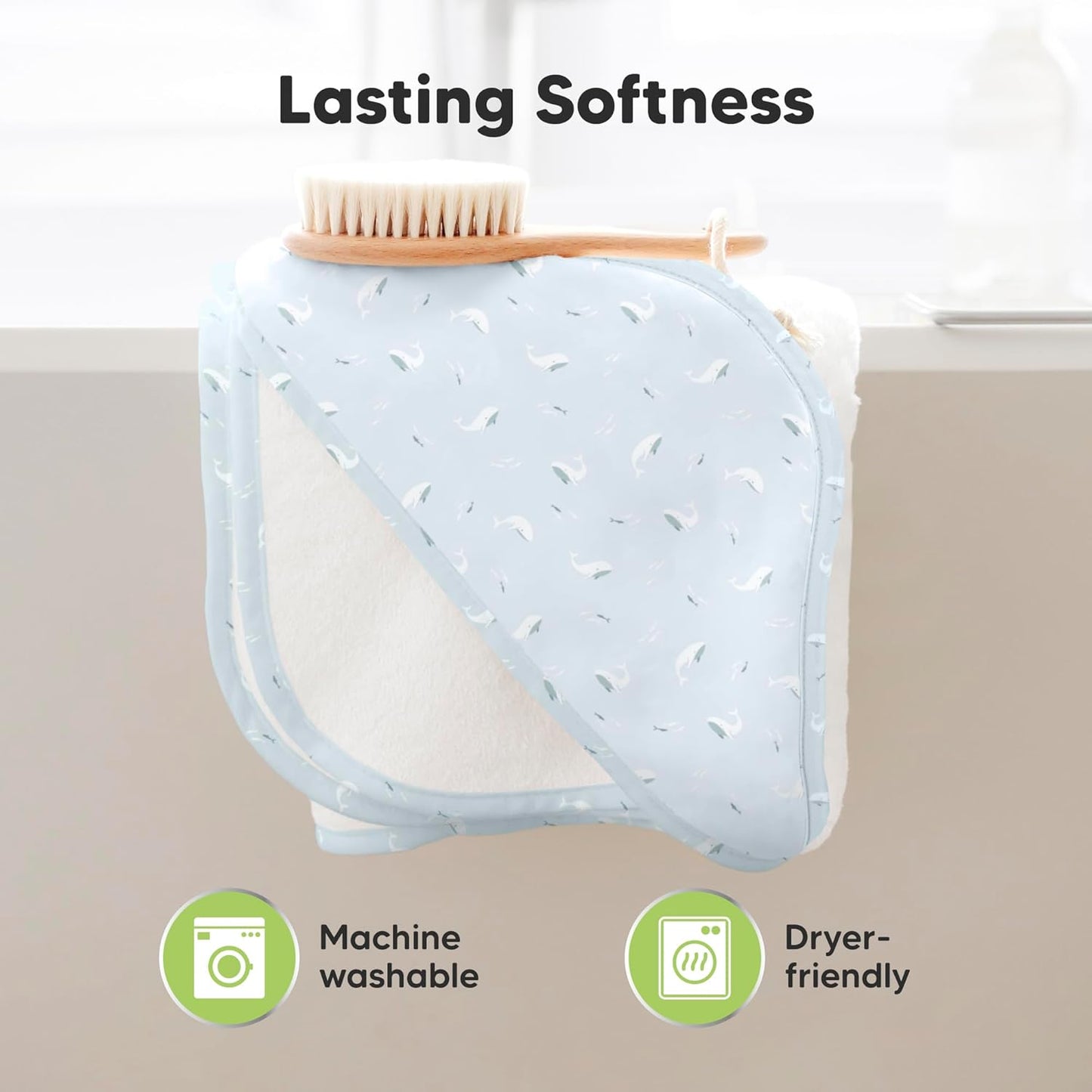 KeaBabies Hooded Baby Towel for Newborn - Viscose Derived from Bamboo Large Baby Bath Towels with Hood for Boys, Girls, Toddler, Extra Absorbent & Soft Newborn Bath Essentials (Beach Day, Regular)
