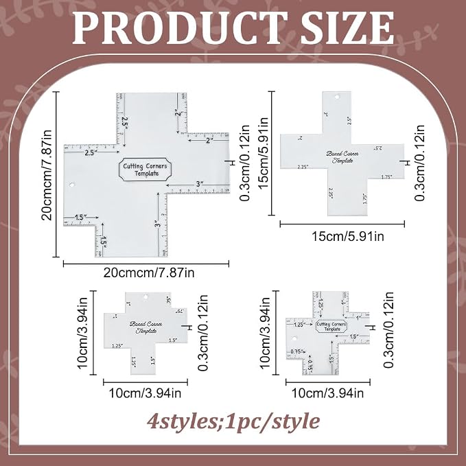 INFUNLY 4 Pcs Box Corner Template