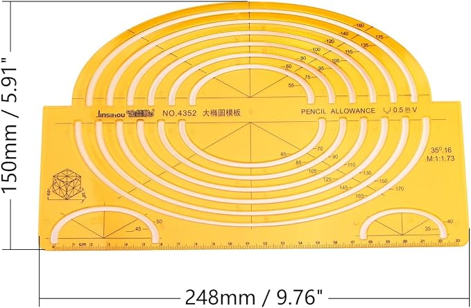 Utoolmart Geometric Drawings Templates Plastic Measuring Template Rulers |