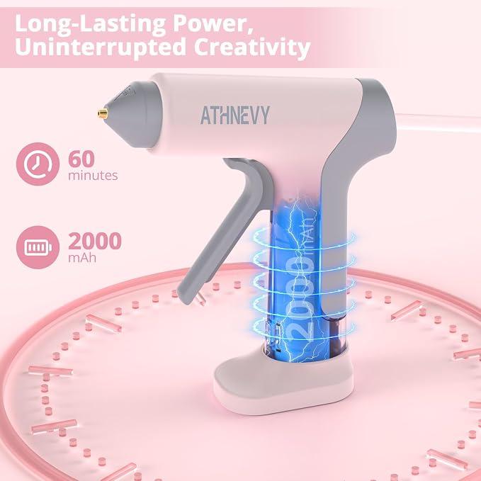 Cordless Hot Glue Gun, 4V 10s Fast Preheat, 2000mAh Battery