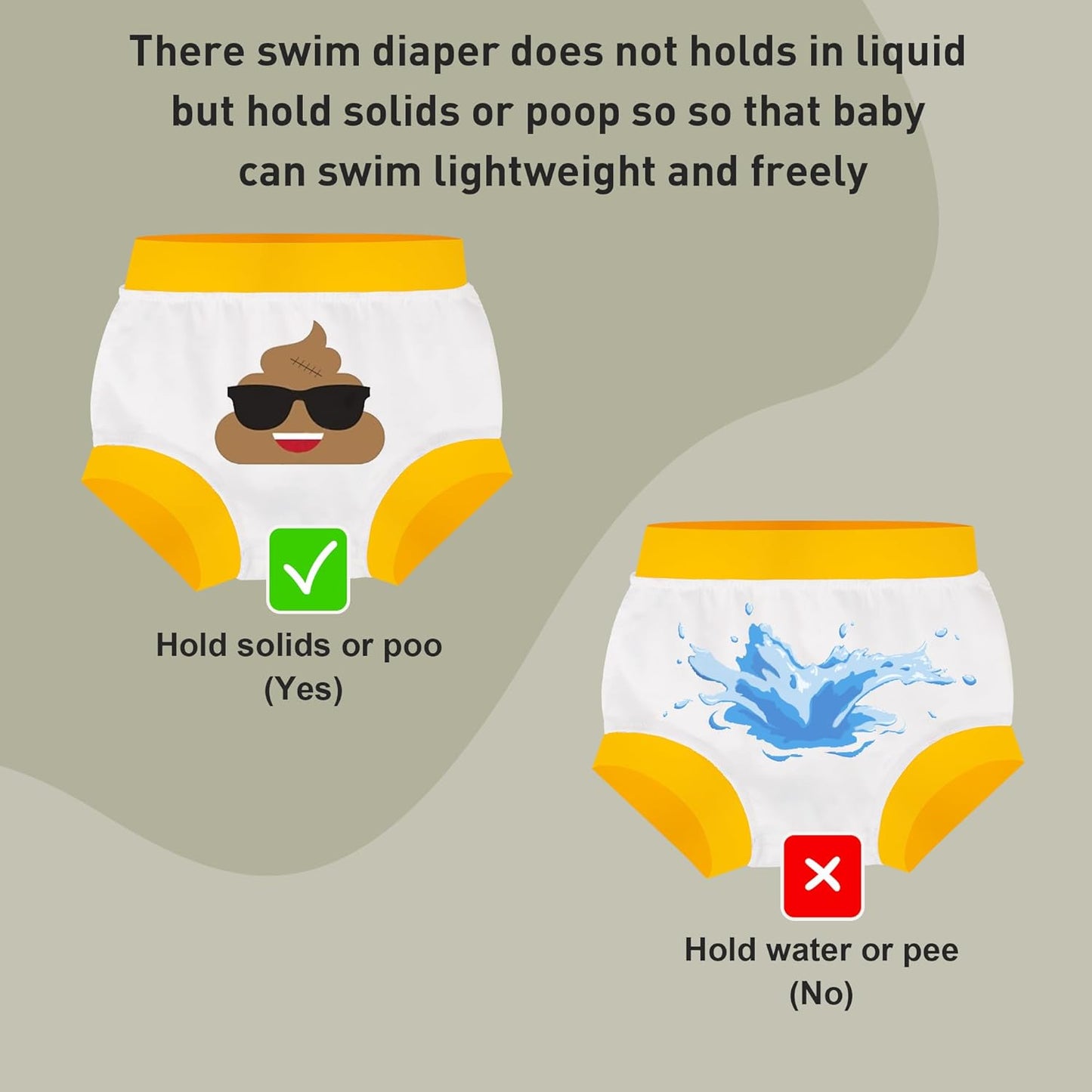 BIG ELEPHANT Baby Swim Diapers 3/6 Pack – Reusable Waterproof Diapers, Soft Breathable Swimwear for Boys and Girls