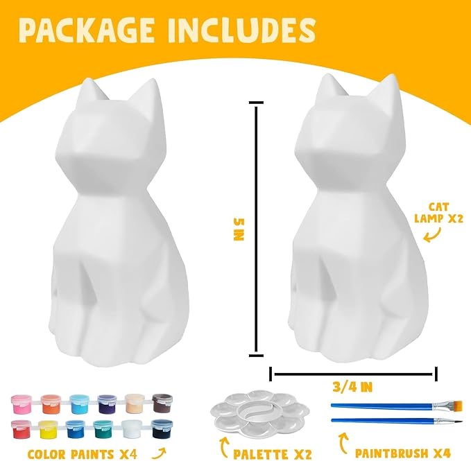 Goody King Paint Your Own Cat Lamp Kit, Easter Basket Stuffers, Arts & Crafts