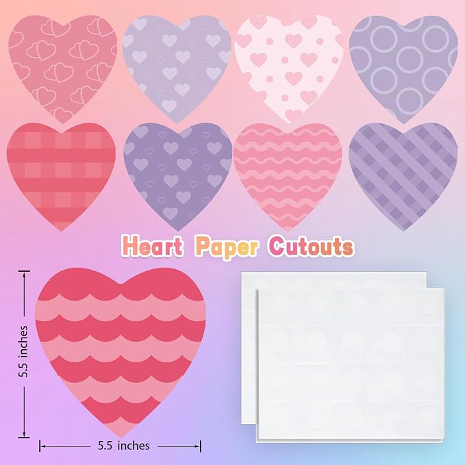 90 Pieces Heart Cutouts Paper Hearts Heart Shape Cards 5.5 Inches Large