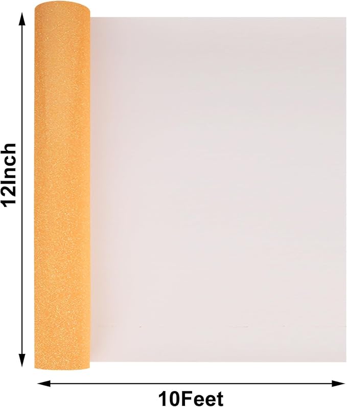 FUNKAKA Glitter Fluorescent Orange Yellow HTV Heat Transfer Vinyl Rolls