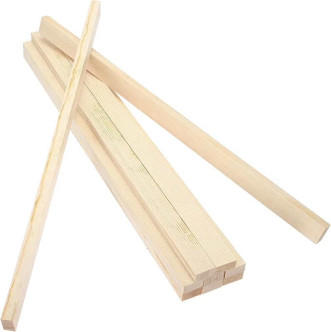 MECCANIXITY 10Pcs Wood Strips Slats, 11/32" x 7/8" x 16" Thin Wood Sticks Flat