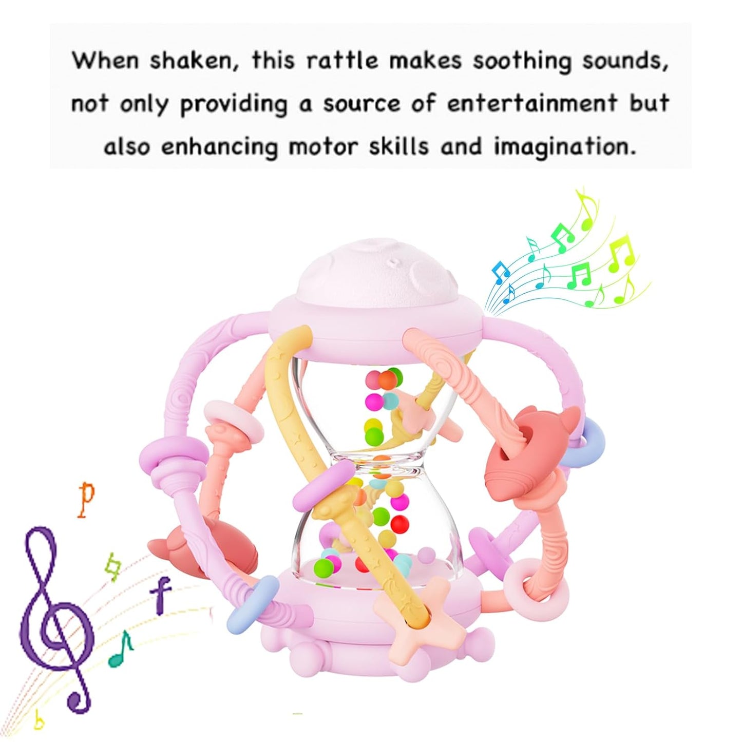 PandaEar Baby Sensory Toys for 0-6 6-12 Months, Silicone Montessori Toys, Baby Teether Teething Toys, Infant Rattle Teether Chew Toy Teething Ball Developmental Toy for Babies 0 3 6 9 12 18 Months