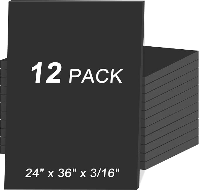 MYFAMIREA 12 Pack Black Foam Board 24" x 36", 3/16" Thick Board Poster