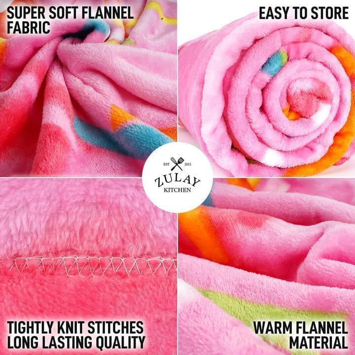 Zulay Premium Soft Flannel Round Pink Glazed Donut Blanket - Adult and Kids - 36 Inches