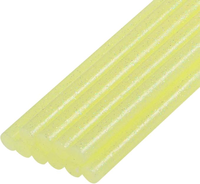 uxcell Mini Hot Glue Sticks for Glue Gun 0.27-inch x 4-inch Yellow Glitter 10pcs