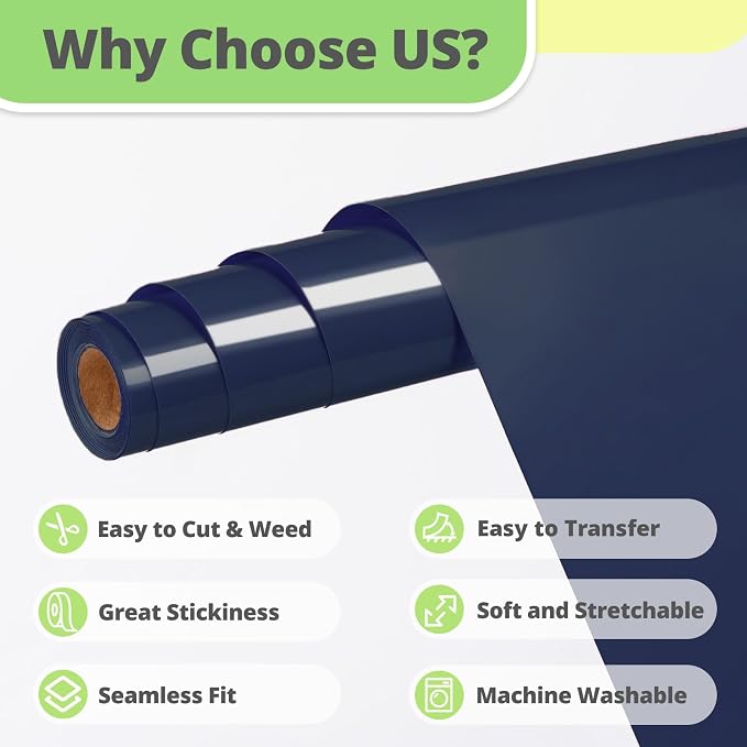 HTVRONT Navy Blue HTV Vinyl Roll